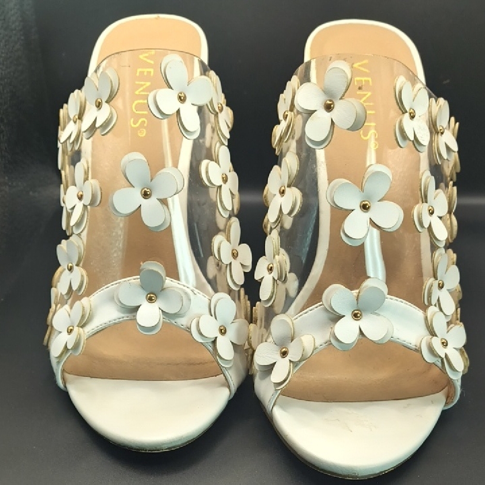 VENUS White Floral Women's With Box- Heels Size 8 - Picture 4 of 15